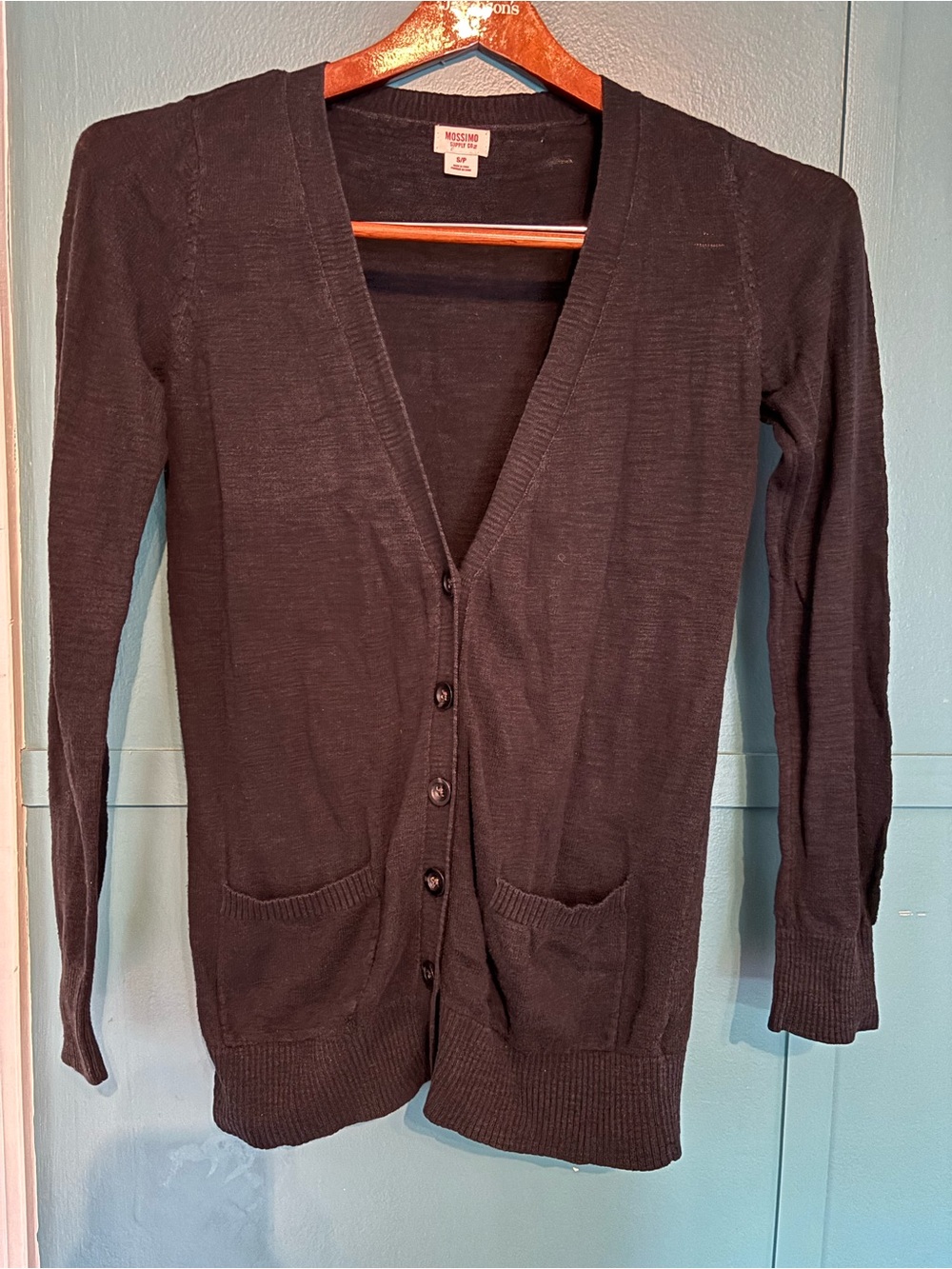 Mossimo Women’s Black V-Neck Button Front Cardigan Sweater 100% Cotton Size S